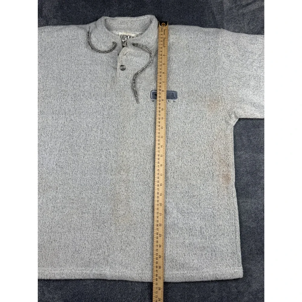 Vintage Diport‎ USA Sea World Henley Pullover Gray Textured Knit Mens Medium